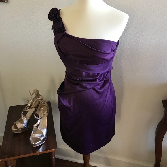 As U Wish Dresses & Skirts - One shoulder purple cocktail dress